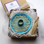 vivus in Yaşam Çiçeği El Yapımı Seramik Palo Santo Hediyeli Tütsülük (turkuaz)