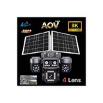 viwex AOV Dört Lensli Güneş Enerjili Güvenlik Kamerası 4k 8mp Sim Kartlı 24 Saat Kayıt Çift Güneş Panelli