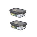 Viyalente 2 Adet Euro Fırın & Saklama Kabı Dörtgen 740 ml Gri - | 400°C Isıya Kadar Güvenli