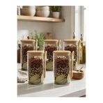 Viyalente 6'lı Bambu Kapaklı Kaşıklı Cam Baharat Kavanozu 960 ml