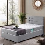 Viyana Baza Başlık Letto Yatak Seti, Açık Gri, 90X200