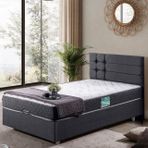 Viyana Baza Başlık Letto Yatak Seti, Antrasit, 90X200