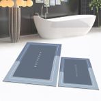 Viyana Home Dijital Baskılı Kaymaz Taban Yıkanabilir Ikili Banyo Paspas Klozet Takımı, V-Klozet-01-Mavi, - Renkli