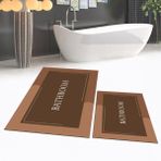 Viyana Home Dijital Baskılı Kaymaz Taban Yıkanabilir Ikili Banyo Paspas Klozet Takımı, V-Klozet-02-Kahve, - Kahverengi - 40 x 60 cm - 60 x 100 cm