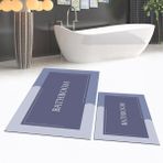 Viyana Home Dijital Baskılı Kaymaz Taban Yıkanabilir Ikili Banyo Paspas Klozet Takımı, V-Klozet-02-Mavi, - Renkli