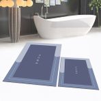 Viyana Home Dijital Baskılı Kaymaz Taban Yıkanabilir Ikili Banyo Paspas Klozet Takımı, V-Klozet-03-Mavi, - 40 x 60 cm - 60 x 100 cm