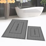 Viyana Home Dijital Baskılı Kaymaz Taban Yıkanabilir Ikili Banyo Paspas Klozet Takımı, V-Klozet-04-Gri, - 40 x 60 cm - 60 x 100 cm