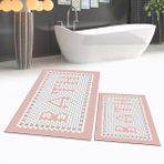 Viyana Home Dijital Baskılı Kaymaz Taban Yıkanabilir Ikili Banyo Paspas Klozet Takımı, V-Klozet-07-Pembe, - Renkli