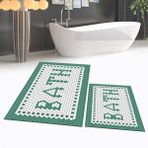 Viyana Home Dijital Baskılı Kaymaz Taban Yıkanabilir Ikili Banyo Paspas Klozet Takımı, V-Klozet-07-Yeşil, - 40 x 60 cm - 60 x 100 cm
