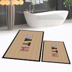 Viyana Home Dijital Baskılı Kaymaz Taban Yıkanabilir Ikili Banyo Paspas Klozet Takımı, V-Klozet-08-Kahve, - Kahverengi - 40 x 60 cm - 60 x 100 cm