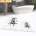 Viyana Home Dijital Baskılı Kaymaz Taban Yıkanabilir Ikili Banyo Paspas Klozet Takımı, V-Klozet-09-Beyaz, - 40 x 60 cm - 60 x 100 cm