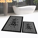 Viyana Home Dijital Baskılı Kaymaz Taban Yıkanabilir Ikili Banyo Paspas Klozet Takımı, V-Klozet-10-Gri, - 40 x 60 cm - 60 x 100 cm
