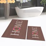 Viyana Home Dijital Baskılı Kaymaz Taban Yıkanabilir Ikili Banyo Paspas Klozet Takımı, V-Klozet-12-Kahve, - Renkli