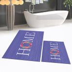 Viyana Home Dijital Baskılı Kaymaz Taban Yıkanabilir Ikili Banyo Paspas Klozet Takımı, V-Klozet-12-Mor, - Renkli