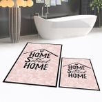 Viyana Home Dijital Baskılı Kaymaz Taban Yıkanabilir Ikili Banyo Paspas Klozet Takımı, V-Klozet-14-Pembe, - Renkli