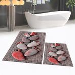 Viyana Home Dijital Baskılı Kaymaz Taban Yıkanabilir Ikili Banyo Paspas Klozet Takımı, V-Klozet-15-Kırmızı, - 40 x 60 cm - 60 x 100 cm