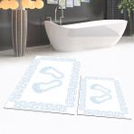 Viyana Home Dijital Baskılı Kaymaz Taban Yıkanabilir Ikili Banyo Paspas Klozet Takımı, V-Klozet-18-Beyaz, - 40 x 60 cm - 60 x 100 cm