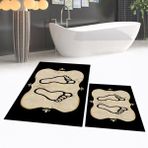 Viyana Home Dijital Baskılı Kaymaz Taban Yıkanabilir Ikili Banyo Paspas Klozet Takımı, V-Klozet-20-Gold, - Renkli