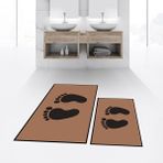 Viyana Home Dijital Baskılı Kaymaz Taban Yıkanabilir Ikili Banyo Paspas Klozet Takımı, V-Klozet-21-Kahve, - Renkli