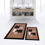 Viyana Home Dijital Baskılı Kaymaz Taban Yıkanabilir Ikili Banyo Paspas Klozet Takımı, V-Klozet-22-Kahve, - Renkli