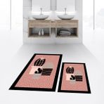 Viyana Home Dijital Baskılı Kaymaz Taban Yıkanabilir Ikili Banyo Paspas Klozet Takımı, V-Klozet-22-Pembe, - Renkli