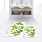 Viyana Home Dijital Baskılı Kaymaz Taban Yıkanabilir Ikili Banyo Paspas Klozet Takımı, V-Klozet-23-Beyaz, - Renkli