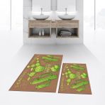 Viyana Home Dijital Baskılı Kaymaz Taban Yıkanabilir Ikili Banyo Paspas Klozet Takımı, V-Klozet-23-Kahve, - Renkli