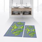 Viyana Home Dijital Baskılı Kaymaz Taban Yıkanabilir Ikili Banyo Paspas Klozet Takımı, V-Klozet-23-Mavi, - Renkli