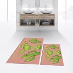 Viyana Home Dijital Baskılı Kaymaz Taban Yıkanabilir Ikili Banyo Paspas Klozet Takımı, V-Klozet-23-Pembe, - 40 x 60 cm - 60 x 100 cm