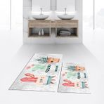 Viyana Home Dijital Baskılı Kaymaz Taban Yıkanabilir Ikili Banyo Paspas Klozet Takımı, V-Klozet-24-Gri, - Renkli