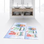 Viyana Home Dijital Baskılı Kaymaz Taban Yıkanabilir Ikili Banyo Paspas Klozet Takımı, V-Klozet-24-Mavi, - Renkli