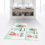 Viyana Home Dijital Baskılı Kaymaz Taban Yıkanabilir Ikili Banyo Paspas Klozet Takımı, V-Klozet-24-Yeşil, - 40 x 60 cm - 60 x 100 cm