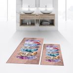 Viyana Home Dijital Baskılı Kaymaz Taban Yıkanabilir Ikili Banyo Paspas Klozet Takımı, V-Klozet-25-Kahve, - Kahverengi - 40 x 60 cm - 60 x 100 cm