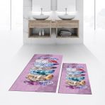 Viyana Home Dijital Baskılı Kaymaz Taban Yıkanabilir Ikili Banyo Paspas Klozet Takımı, V-Klozet-25-Pembe, - Renkli