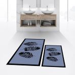 Viyana Home Dijital Baskılı Kaymaz Taban Yıkanabilir Ikili Banyo Paspas Klozet Takımı, V-Klozet-26-Mavi, - Renkli