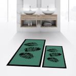 Viyana Home Dijital Baskılı Kaymaz Taban Yıkanabilir Ikili Banyo Paspas Klozet Takımı, V-Klozet-26-Yeşil, - Renkli