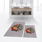 Viyana Home Dijital Baskılı Kaymaz Taban Yıkanabilir Ikili Banyo Paspas Klozet Takımı, V-Klozet-27-Gri, - Renkli