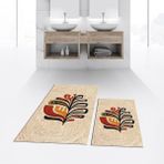 Viyana Home Dijital Baskılı Kaymaz Taban Yıkanabilir Ikili Banyo Paspas Klozet Takımı, V-Klozet-27-Kahve, - Renkli