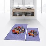 Viyana Home Dijital Baskılı Kaymaz Taban Yıkanabilir Ikili Banyo Paspas Klozet Takımı, V-Klozet-27-Mavi, - 40 x 60 cm - 60 x 100 cm