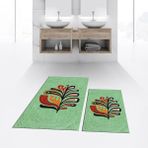 Viyana Home Dijital Baskılı Kaymaz Taban Yıkanabilir Ikili Banyo Paspas Klozet Takımı, V-Klozet-27-Yeşil, - Renkli