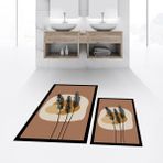 Viyana Home Dijital Baskılı Kaymaz Taban Yıkanabilir Ikili Banyo Paspas Klozet Takımı, V-Klozet-28-Kahve, - Renkli