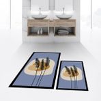 Viyana Home Dijital Baskılı Kaymaz Taban Yıkanabilir Ikili Banyo Paspas Klozet Takımı, V-Klozet-28-Mavi, - Renkli