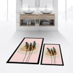 Viyana Home Dijital Baskılı Kaymaz Taban Yıkanabilir Ikili Banyo Paspas Klozet Takımı, V-Klozet-28-Pembe, - 40 x 60 cm - 60 x 100 cm