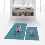 Viyana Home Dijital Baskılı Kaymaz Taban Yıkanabilir Ikili Banyo Paspas Klozet Takımı, V-Klozet-29-Mavi, - 40 x 60 cm - 60 x 100 cm