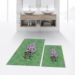 Viyana Home Dijital Baskılı Kaymaz Taban Yıkanabilir Ikili Banyo Paspas Klozet Takımı, V-Klozet-29-Yeşil, - Renkli