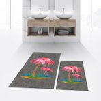 Viyana Home Dijital Baskılı Kaymaz Taban Yıkanabilir Ikili Banyo Paspas Klozet Takımı, V-Klozet-30-Gri, - 40 x 60 cm - 60 x 100 cm