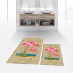 Viyana Home Dijital Baskılı Kaymaz Taban Yıkanabilir Ikili Banyo Paspas Klozet Takımı, V-Klozet-30-Kahve, - Renkli