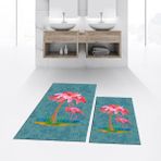 Viyana Home Dijital Baskılı Kaymaz Taban Yıkanabilir Ikili Banyo Paspas Klozet Takımı, V-Klozet-30-Mavi, - Renkli