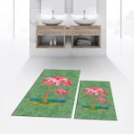 Viyana Home Dijital Baskılı Kaymaz Taban Yıkanabilir Ikili Banyo Paspas Klozet Takımı, V-Klozet-30-Yeşil, - Renkli