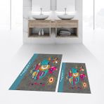 Viyana Home Dijital Baskılı Kaymaz Taban Yıkanabilir Ikili Banyo Paspas Klozet Takımı, V-Klozet-31-Gri, - Renkli